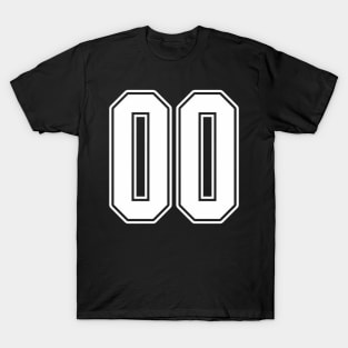 00 White Outline Number 00 Sports Fan Jersey T-Shirt